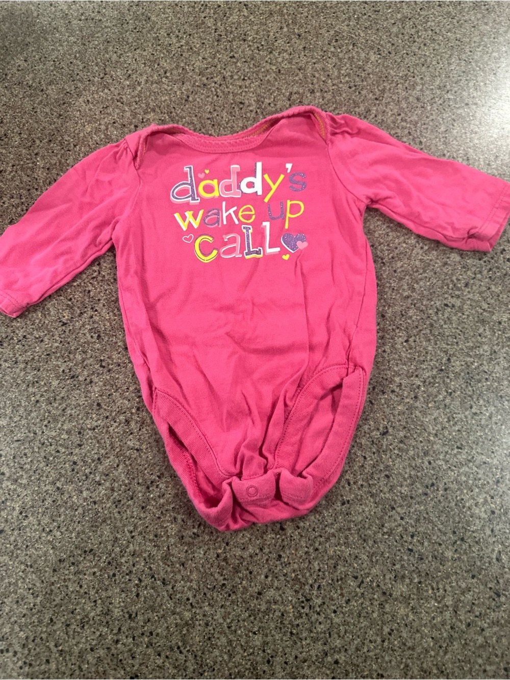 Pink Baby Bodysuit with 'daddy's wake up call' Graphic